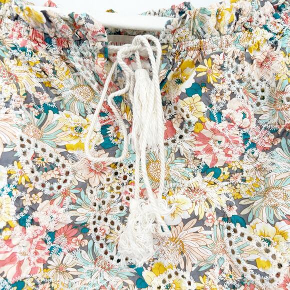 Solitaire Womens Boho Cottagecore Eyelet Off Shoulder Crop Top Blouse Size M - Picture 3 of 7